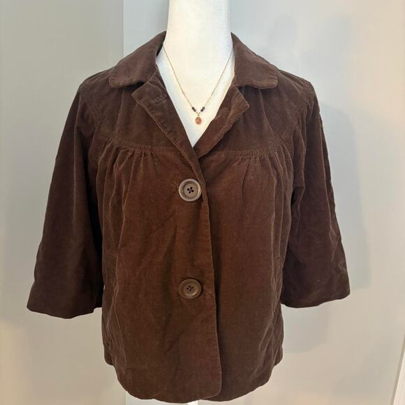 Brown Corduroy Cropped Blazer with Hot Pink Lining Y2K Blair Waldorf Vibes - Picture 1 of 4